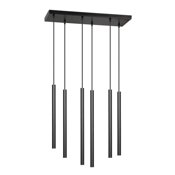 SELTER Design Hanglamp – 6-Lichts Minimalistische Zwarte Plafondlamp – Modern Lineair Ontwerp