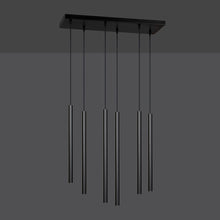 SELTER Design Hanglamp – 6-Lichts Minimalistische Zwarte Plafondlamp – Modern Lineair Ontwerp