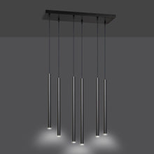 SELTER Design Hanglamp – 6-Lichts Minimalistische Zwarte Plafondlamp – Modern Lineair Ontwerp