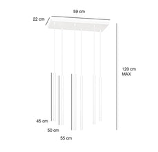 SELTER Design Hanglamp – 6-Lichts Minimalistische Zwarte Plafondlamp – Modern Lineair Ontwerp