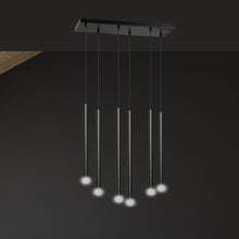 SELTER Design Hanglamp – 6-Lichts Minimalistische Zwarte Plafondlamp – Modern Lineair Ontwerp