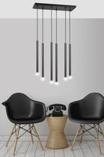 SELTER Design Hanglamp – 6-Lichts Minimalistische Zwarte Plafondlamp – Modern Lineair Ontwerp
