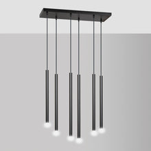 SELTER Design Hanglamp – 6-Lichts Minimalistische Zwarte Plafondlamp – Modern Lineair Ontwerp