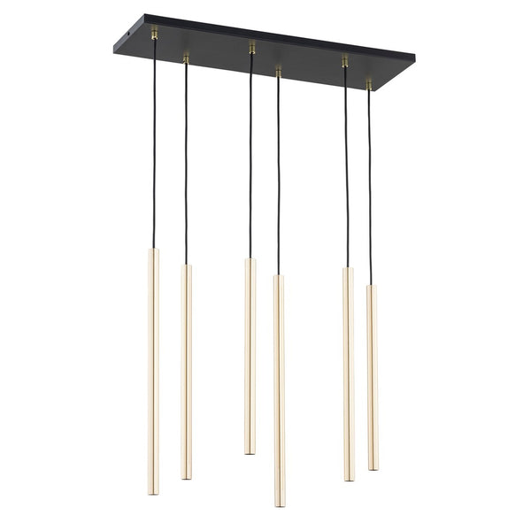 SELTER Design Hanglamp – 6-Lichts Zwart Goud – Minimalistische Luxe Plafondlamp Rechthoekig