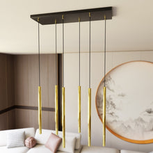 SELTER Design Hanglamp – 6-Lichts Zwart Goud – Minimalistische Luxe Plafondlamp Rechthoekig