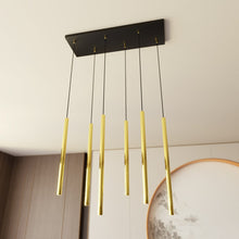 SELTER Design Hanglamp – 6-Lichts Zwart Goud – Minimalistische Luxe Plafondlamp Rechthoekig