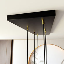 SELTER Design Hanglamp – 6-Lichts Zwart Goud – Minimalistische Luxe Plafondlamp Rechthoekig