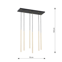 SELTER Design Hanglamp – 6-Lichts Zwart Goud – Minimalistische Luxe Plafondlamp Rechthoekig