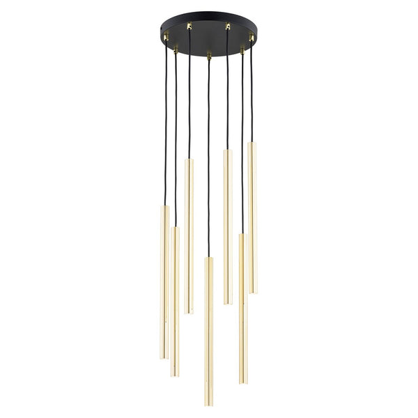 SELTER Design Hanglamp – 7-Lichts Rond Zwart Goud – Luxe Minimalistische Plafondlamp