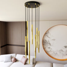 SELTER Design Hanglamp – 7-Lichts Rond Zwart Goud – Luxe Minimalistische Plafondlamp