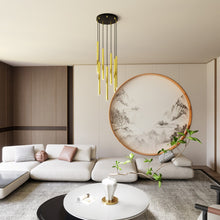 SELTER Design Hanglamp – 7-Lichts Rond Zwart Goud – Luxe Minimalistische Plafondlamp