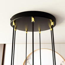 SELTER Design Hanglamp – 7-Lichts Rond Zwart Goud – Luxe Minimalistische Plafondlamp
